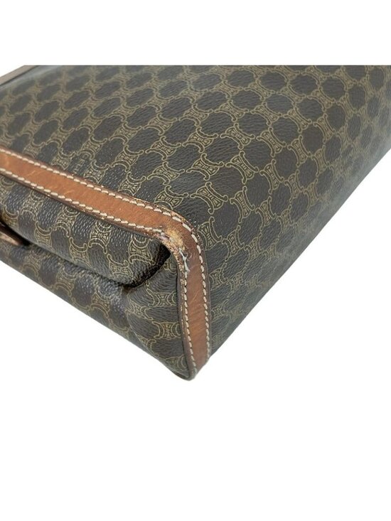 Celine Second Bag Macadam Pattern Dark Brown Beige Leather - Picture 8 of 10